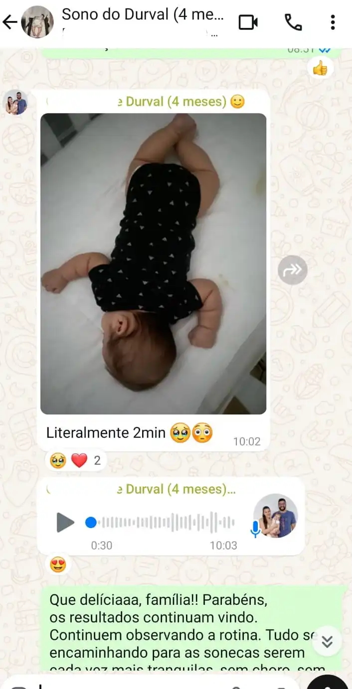 Depoimento sobre adormecer no berço em 2 minutos