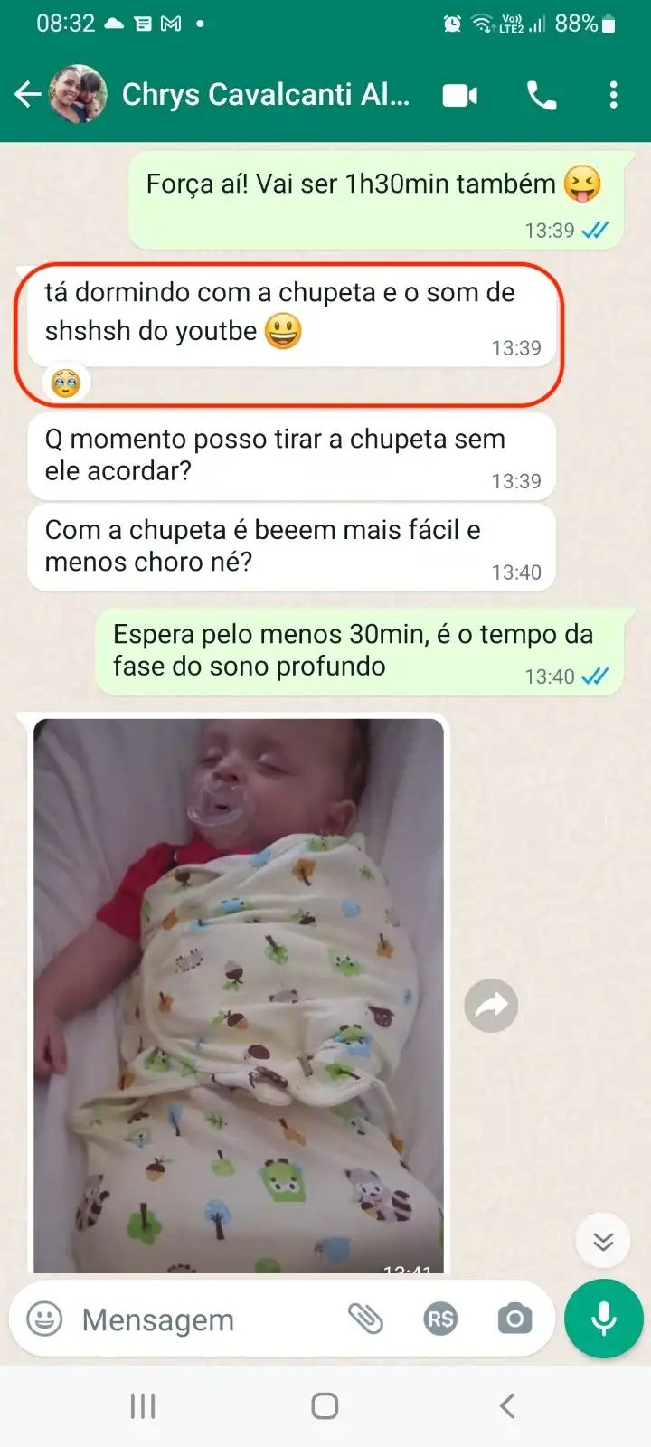 Depoimento enviado por WhatsApp