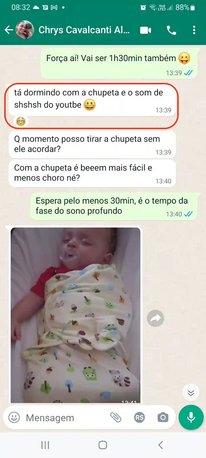 Depoimento enviado por WhatsApp