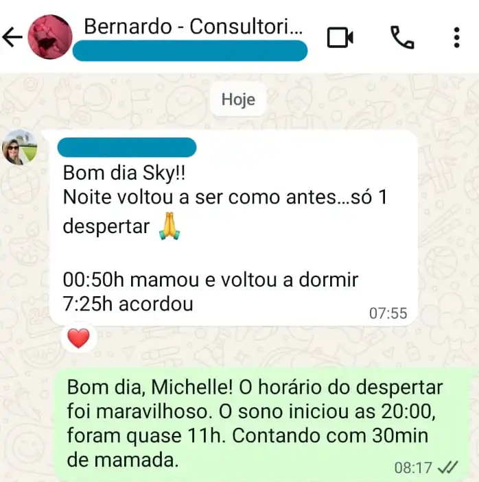 Depoimento de Bernardo no dia 10, acordando só 1 vez