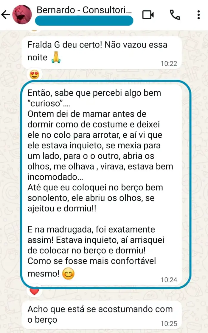Depoimento de Bernardo pedindo para dormir no berço
