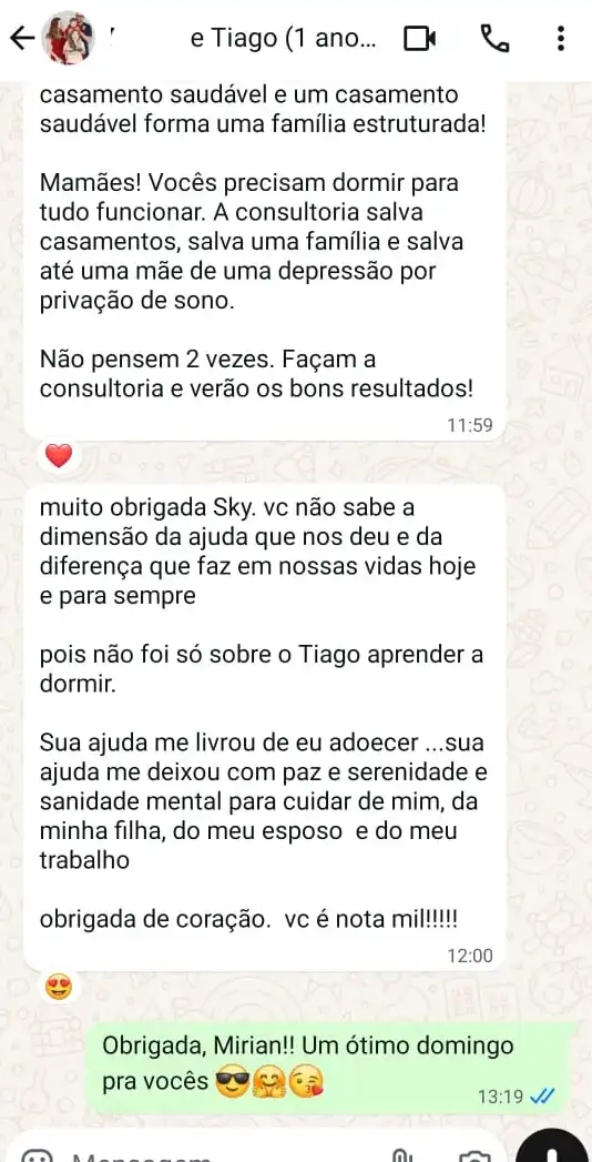 Depoimento de Tiago (1 ano e 7 meses)