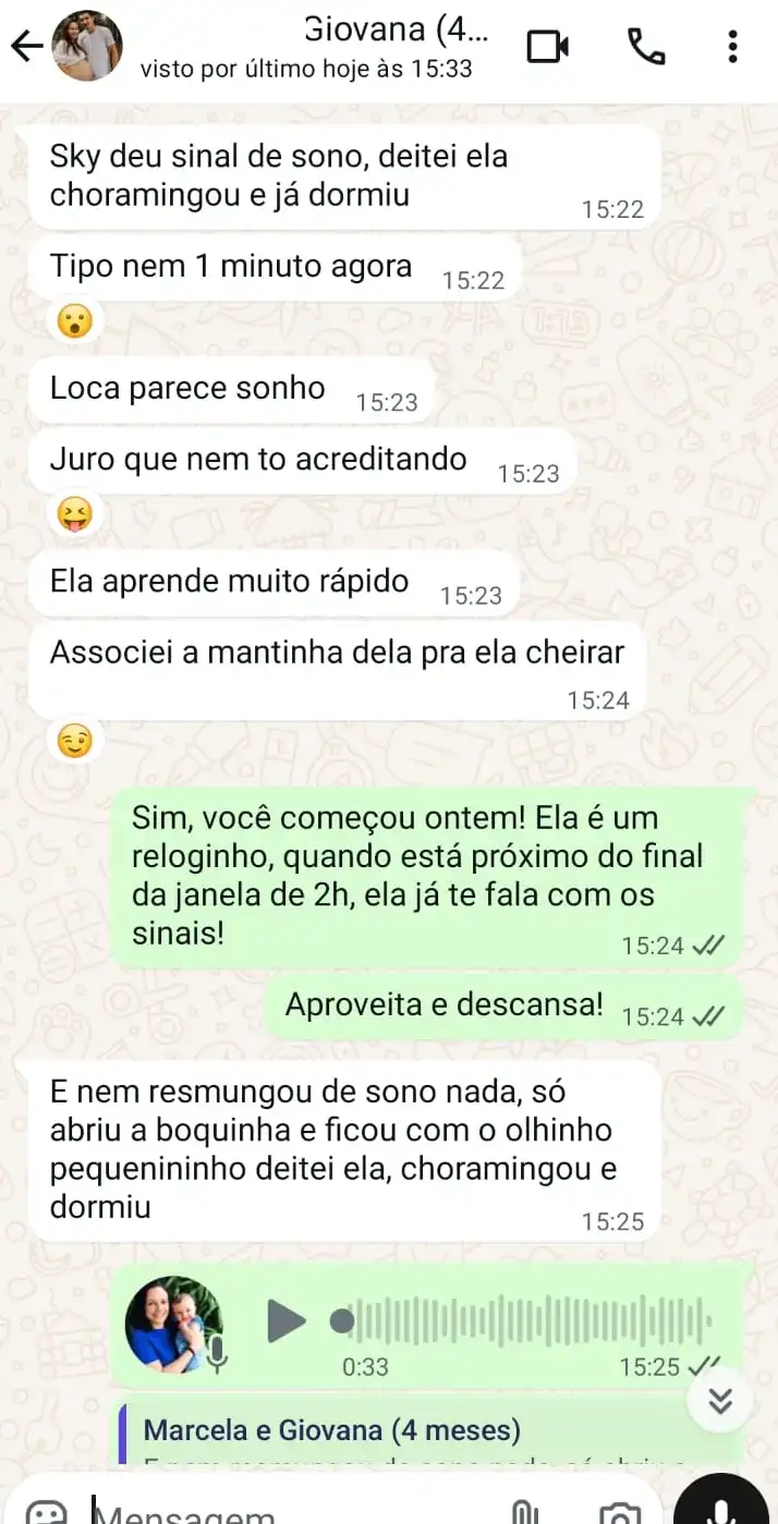 Depoimento de Giovana (4 meses) dormindo em 1 minuto