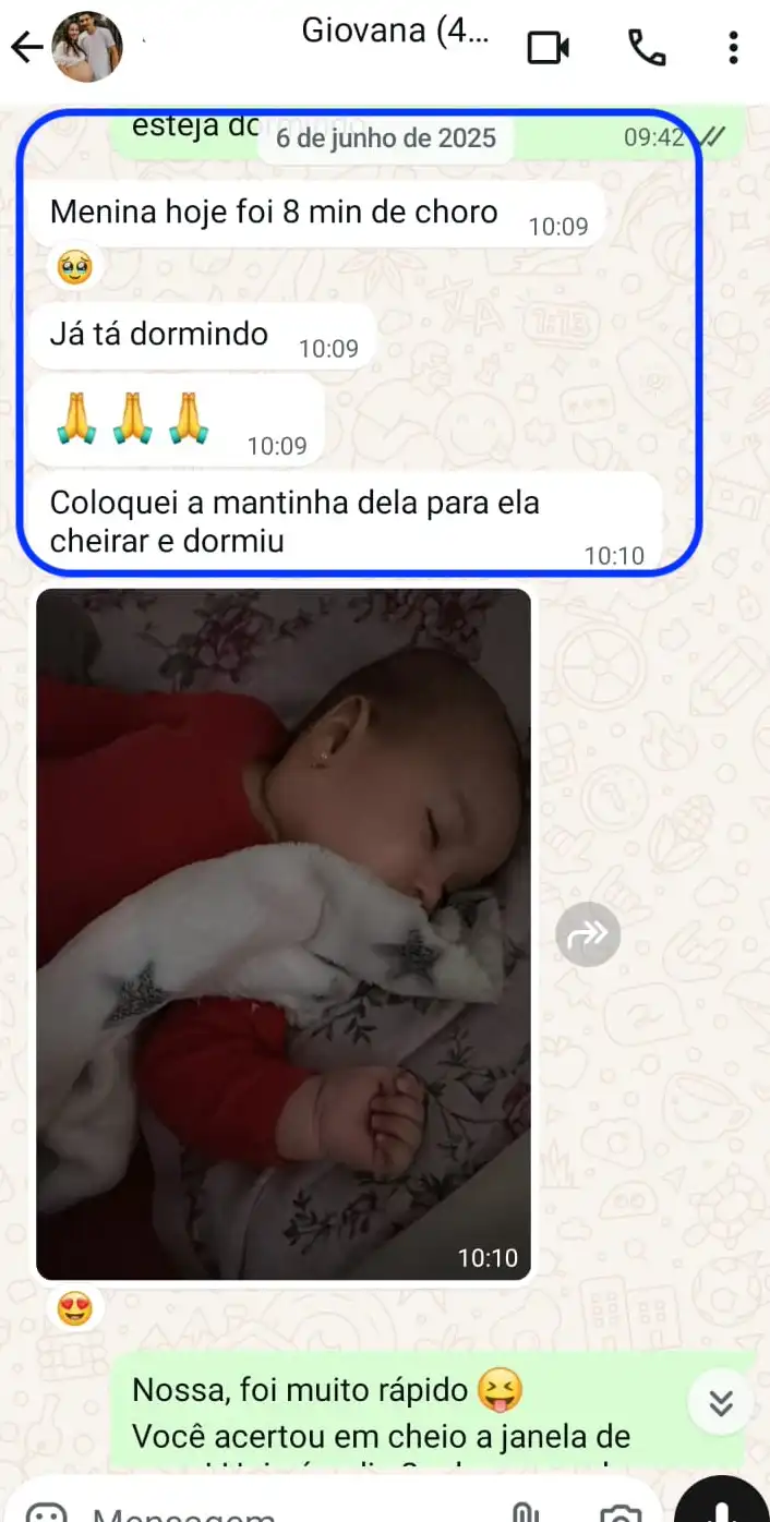 Depoimento de Giovana (4 meses) dormindo rápido