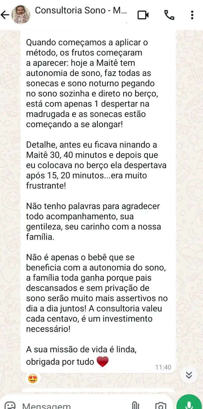Depoimento de Maitê (1 mês e 10 dias)