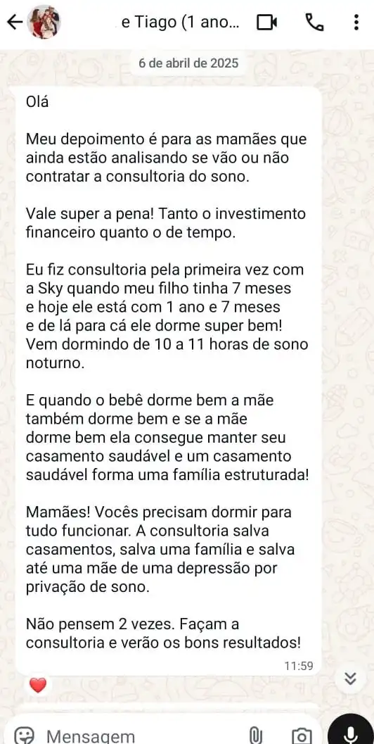 Depoimento de Tiago (1 ano e 7 meses)