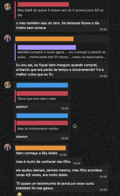 Print de uma mãe desabafando sobre a dificuldade do sono do bebê
