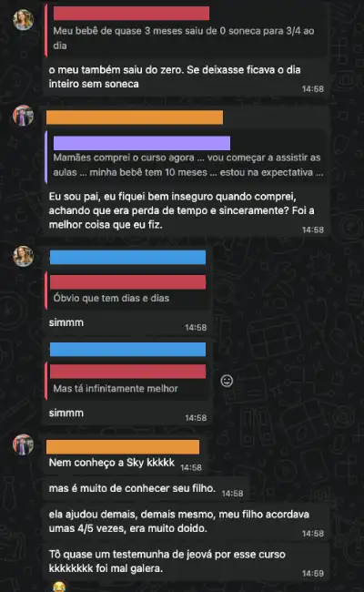 Print de uma mãe desabafando sobre a dificuldade do sono do bebê