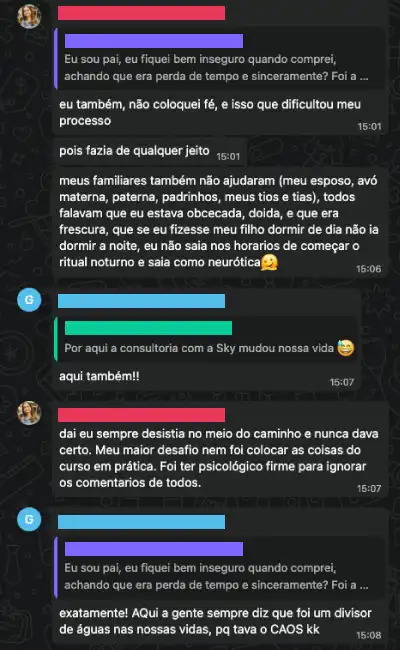 Print de um pai compartilhando seu sucesso e quebrando objeções