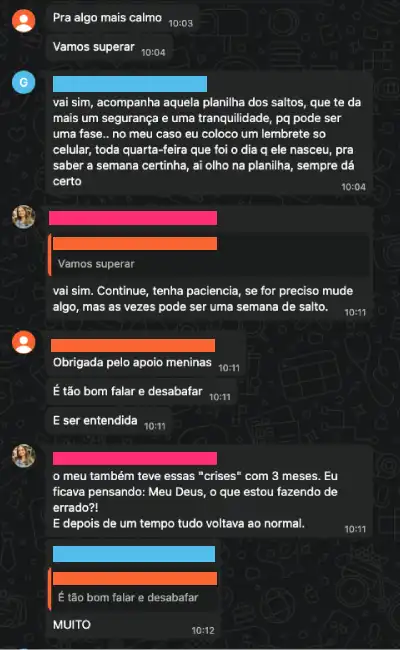 Print de uma mãe comemorando uma vitória com o sono do bebê