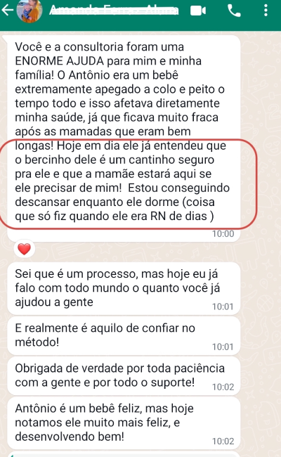 Print de depoimento de aluna