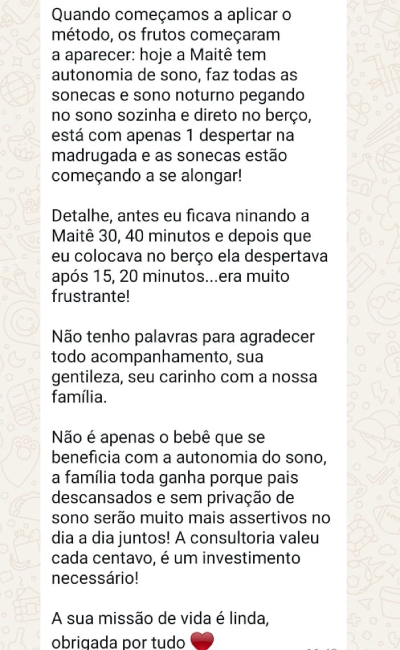 Print de depoimento de aluna