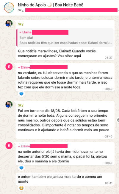 Print de depoimento de aluna